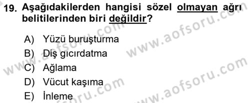 Ortopedik Rehabilitasyon Dersi 2021 - 2022 Yılı (Vize) Ara Sınav Soruları 19. Soru