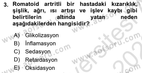 Ortopedik Rehabilitasyon Dersi 2021 - 2022 Yılı (Vize) Ara Sınav Soruları 3. Soru