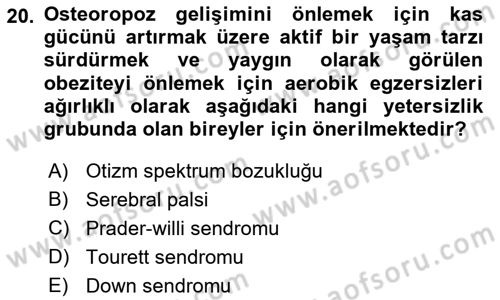 Ortopedik Rehabilitasyon Dersi 2021 - 2022 Yılı (Final) Dönem Sonu Sınav Soruları 20. Soru