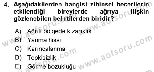 Ortopedik Rehabilitasyon Dersi 2021 - 2022 Yılı (Final) Dönem Sonu Sınav Soruları 4. Soru