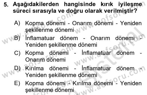 Ortopedik Rehabilitasyon Dersi 2021 - 2022 Yılı (Final) Dönem Sonu Sınav Soruları 5. Soru
