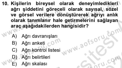 Ortopedik Rehabilitasyon Dersi 2021 - 2022 Yılı Yaz Okulu Sınav Soruları 10. Soru