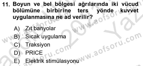 Ortopedik Rehabilitasyon Dersi 2021 - 2022 Yılı Yaz Okulu Sınav Soruları 11. Soru