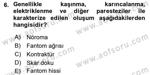 Ortopedik Rehabilitasyon Dersi 2022 - 2023 Yılı (Vize) Ara Sınav Soruları 6. Soru