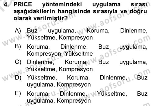 Ortopedik Rehabilitasyon Dersi 2023 - 2024 Yılı (Vize) Ara Sınav Soruları 4. Soru