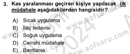 Ortopedik Rehabilitasyon Dersi 2024 - 2025 Yılı (Vize) Ara Sınav Soruları 3. Soru