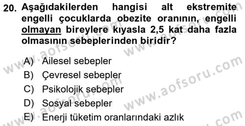 Ortopedik Rehabilitasyon Dersi 2024 - 2025 Yılı (Final) Dönem Sonu Sınav Soruları 20. Soru