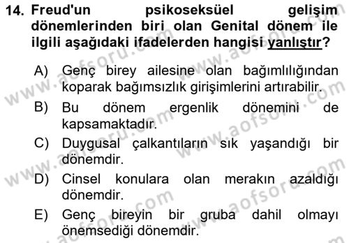 Gelişimsel Yetersizliklerin Bakım ve Rehabilitasyonu Dersi 2018 - 2019 Yılı (Vize) Ara Sınav Soruları 14. Soru