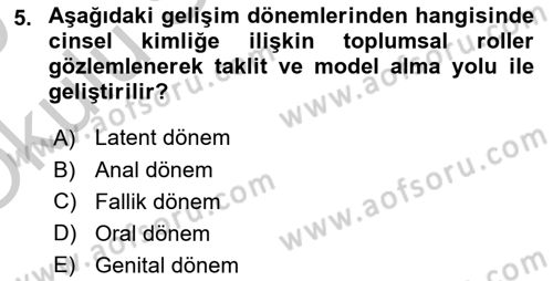 Gelişimsel Yetersizliklerin Bakım ve Rehabilitasyonu Dersi 2018 - 2019 Yılı Yaz Okulu Sınav Soruları 5. Soru