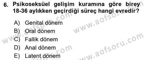 Gelişimsel Yetersizliklerin Bakım ve Rehabilitasyonu Dersi 2018 - 2019 Yılı Yaz Okulu Sınav Soruları 6. Soru
