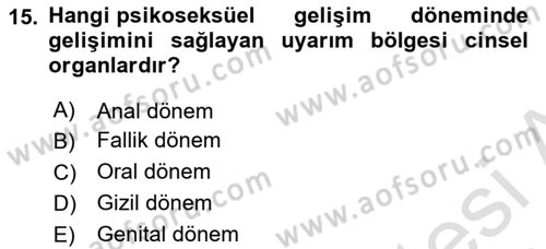 Gelişimsel Yetersizliklerin Bakım ve Rehabilitasyonu Dersi 2020 - 2021 Yılı Yaz Okulu Sınav Soruları 15. Soru