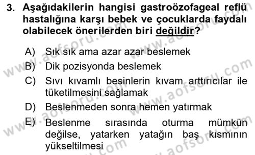 Gelişimsel Yetersizliklerin Bakım ve Rehabilitasyonu Dersi 2020 - 2021 Yılı Yaz Okulu Sınav Soruları 3. Soru