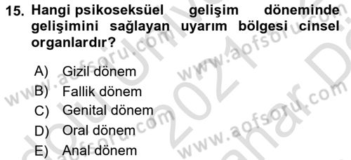 Gelişimsel Yetersizliklerin Bakım ve Rehabilitasyonu Dersi 2021 - 2022 Yılı (Vize) Ara Sınav Soruları 15. Soru