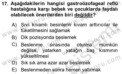 Gelişimsel Yetersizliklerin Bakım ve Rehabilitasyonu Dersi 2021 - 2022 Yılı (Vize) Ara Sınav Soruları 17. Soru