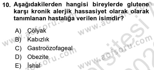 Gelişimsel Yetersizliklerin Bakım ve Rehabilitasyonu Dersi 2021 - 2022 Yılı Yaz Okulu Sınav Soruları 10. Soru