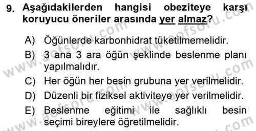 Gelişimsel Yetersizliklerin Bakım ve Rehabilitasyonu Dersi 2022 - 2023 Yılı Yaz Okulu Sınav Soruları 9. Soru