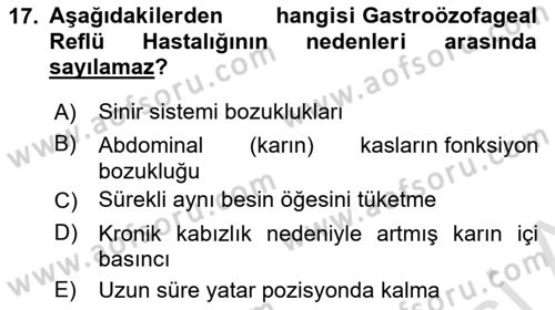 Gelişimsel Yetersizliklerin Bakım ve Rehabilitasyonu Dersi 2023 - 2024 Yılı (Vize) Ara Sınav Soruları 17. Soru