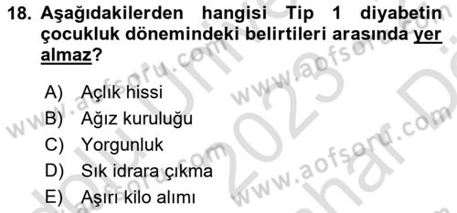 Gelişimsel Yetersizliklerin Bakım ve Rehabilitasyonu Dersi 2023 - 2024 Yılı (Vize) Ara Sınav Soruları 18. Soru