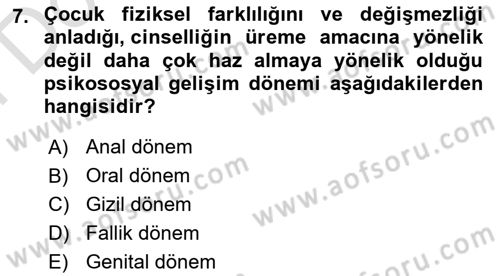 Gelişimsel Yetersizliklerin Bakım ve Rehabilitasyonu Dersi 2023 - 2024 Yılı (Final) Dönem Sonu Sınav Soruları 7. Soru