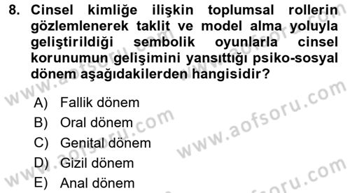 Gelişimsel Yetersizliklerin Bakım ve Rehabilitasyonu Dersi 2023 - 2024 Yılı (Final) Dönem Sonu Sınav Soruları 8. Soru