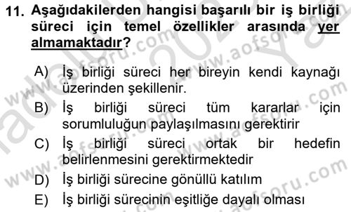 Gelişimsel Yetersizliklerin Bakım ve Rehabilitasyonu Dersi 2023 - 2024 Yılı Yaz Okulu Sınav Soruları 11. Soru