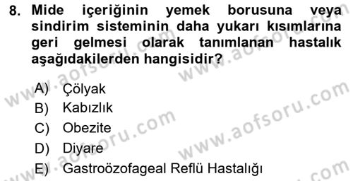 Gelişimsel Yetersizliklerin Bakım ve Rehabilitasyonu Dersi 2023 - 2024 Yılı Yaz Okulu Sınav Soruları 8. Soru