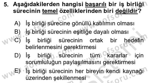 Gelişimsel Yetersizliklerin Bakım ve Rehabilitasyonu Dersi 2025 - 2026 Yılı (Final) Dönem Sonu Sınav Soruları 5. Soru