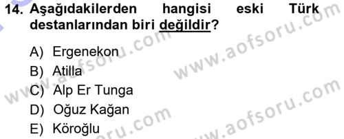 Halk Edebiyatına Giriş 1 Dersi 2012 - 2013 Yılı (Final) Dönem Sonu Sınav Soruları 14. Soru