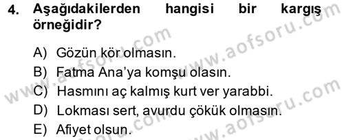 Halk Edebiyatına Giriş 1 Dersi 2013 - 2014 Yılı (Final) Dönem Sonu Sınav Soruları 4. Soru