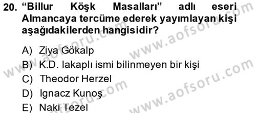 Halk Edebiyatına Giriş 1 Dersi 2014 - 2015 Yılı (Final) Dönem Sonu Sınav Soruları 20. Soru