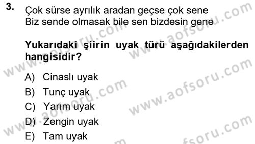 Halk Edebiyatına Giriş 1 Dersi 2014 - 2015 Yılı (Final) Dönem Sonu Sınav Soruları 3. Soru