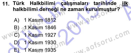 Halk Edebiyatına Giriş 1 Dersi 2015 - 2016 Yılı (Vize) Ara Sınav Soruları 11. Soru