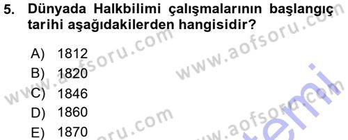 Halk Edebiyatına Giriş 1 Dersi Ara Sınavı Deneme Sınav Soruları 5. Soru