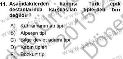 Halk Edebiyatına Giriş 1 Dersi 2015 - 2016 Yılı (Final) Dönem Sonu Sınav Soruları 11. Soru