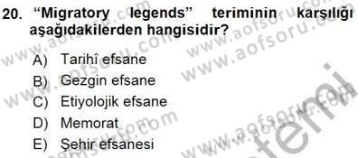 Halk Edebiyatına Giriş 1 Dersi 2015 - 2016 Yılı (Final) Dönem Sonu Sınav Soruları 20. Soru