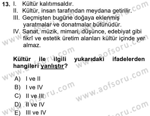 Halk Edebiyatına Giriş 1 Dersi Ara Sınavı Deneme Sınav Soruları 13. Soru