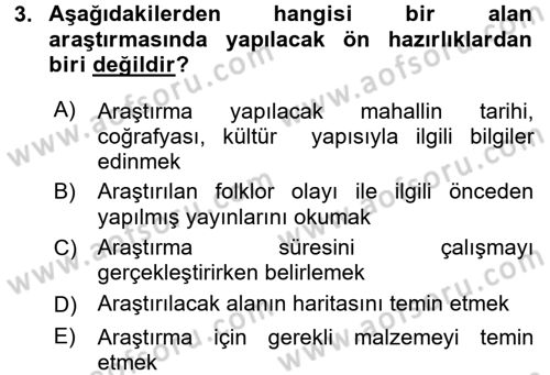 Halk Edebiyatına Giriş 1 Dersi 2016 - 2017 Yılı (Vize) Ara Sınav Soruları 3. Soru