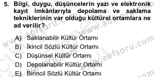 Halk Edebiyatına Giriş 1 Dersi 2016 - 2017 Yılı (Final) Dönem Sonu Sınav Soruları 5. Soru