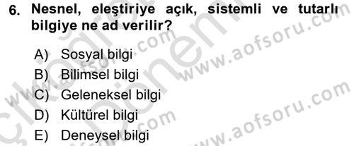 Halk Edebiyatına Giriş 1 Dersi 2017 - 2018 Yılı (Vize) Ara Sınav Soruları 6. Soru