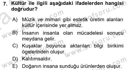 Halk Edebiyatına Giriş 1 Dersi Ara Sınavı Deneme Sınav Soruları 7. Soru