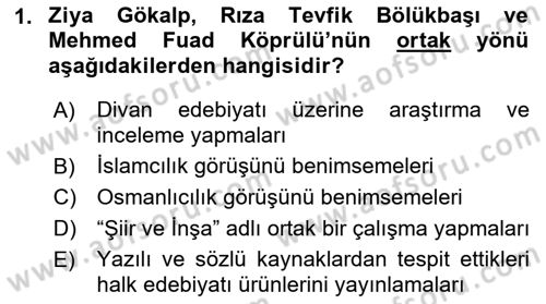 Halk Edebiyatına Giriş 1 Dersi 2018 - 2019 Yılı (Vize) Ara Sınav Soruları 1. Soru