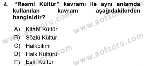 Halk Edebiyatına Giriş 1 Dersi 2018 - 2019 Yılı (Vize) Ara Sınav Soruları 4. Soru