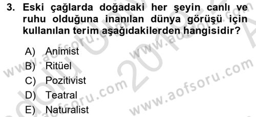 Halk Edebiyatına Giriş 1 Dersi Ara Sınavı Deneme Sınav Soruları 3. Soru