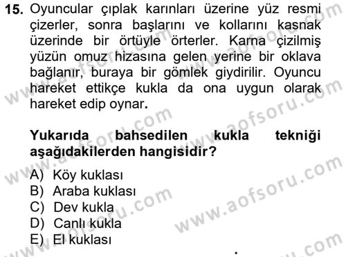 Halk Edebiyatına Giriş 2 Dersi 2012 - 2013 Yılı (Vize) Ara Sınav Soruları 15. Soru