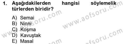 Halk Edebiyatına Giriş 2 Dersi 2012 - 2013 Yılı (Final) Dönem Sonu Sınav Soruları 1. Soru