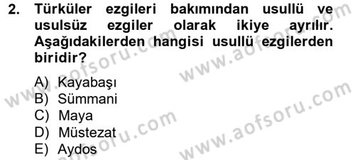 Halk Edebiyatına Giriş 2 Dersi 2012 - 2013 Yılı (Final) Dönem Sonu Sınav Soruları 2. Soru