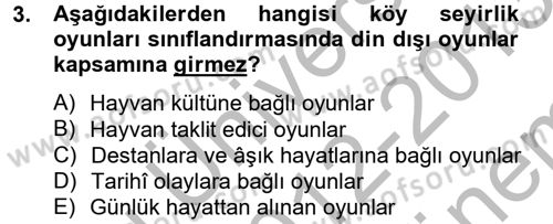 Halk Edebiyatına Giriş 2 Dersi 2012 - 2013 Yılı (Final) Dönem Sonu Sınav Soruları 3. Soru