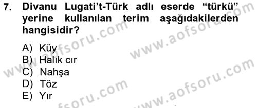 Halk Edebiyatına Giriş 2 Dersi 2012 - 2013 Yılı (Final) Dönem Sonu Sınav Soruları 7. Soru