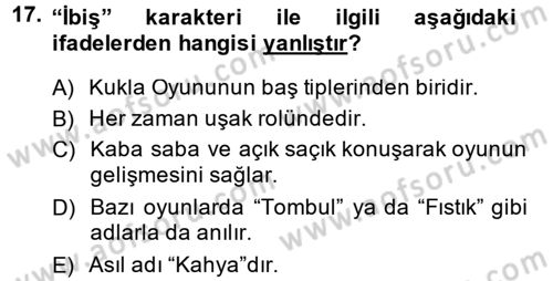 Halk Edebiyatına Giriş 2 Dersi 2013 - 2014 Yılı (Vize) Ara Sınav Soruları 17. Soru