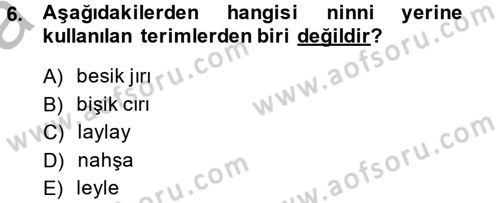 Halk Edebiyatına Giriş 2 Dersi 2013 - 2014 Yılı (Vize) Ara Sınav Soruları 6. Soru